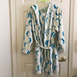 Seahorse Print Plush Bathrobe